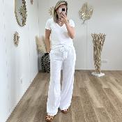 Pantalon gaze de coton blanc