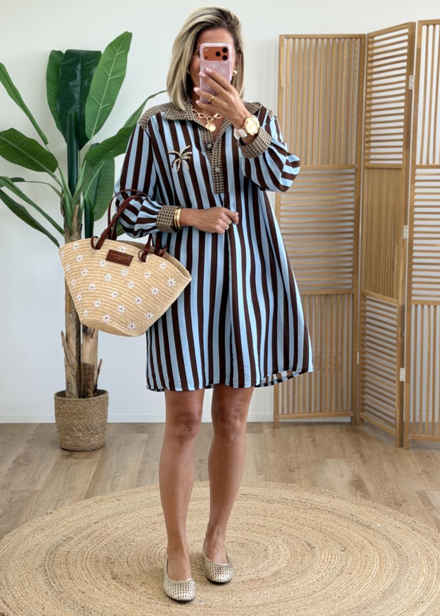 Robe chemise palmier carreaux