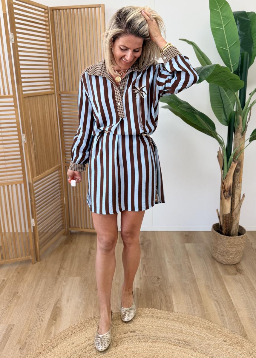 Robe chemise palmier carreaux