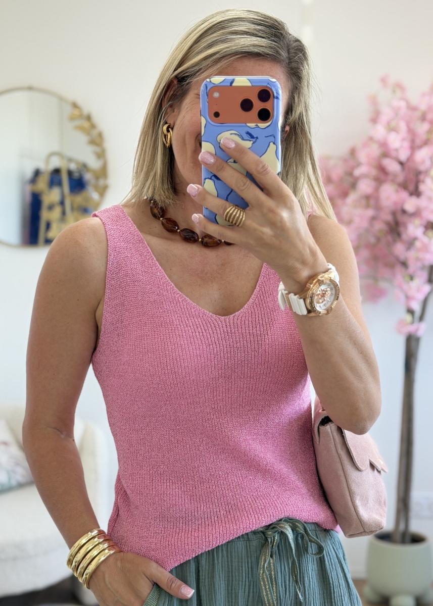 Top lurex rose