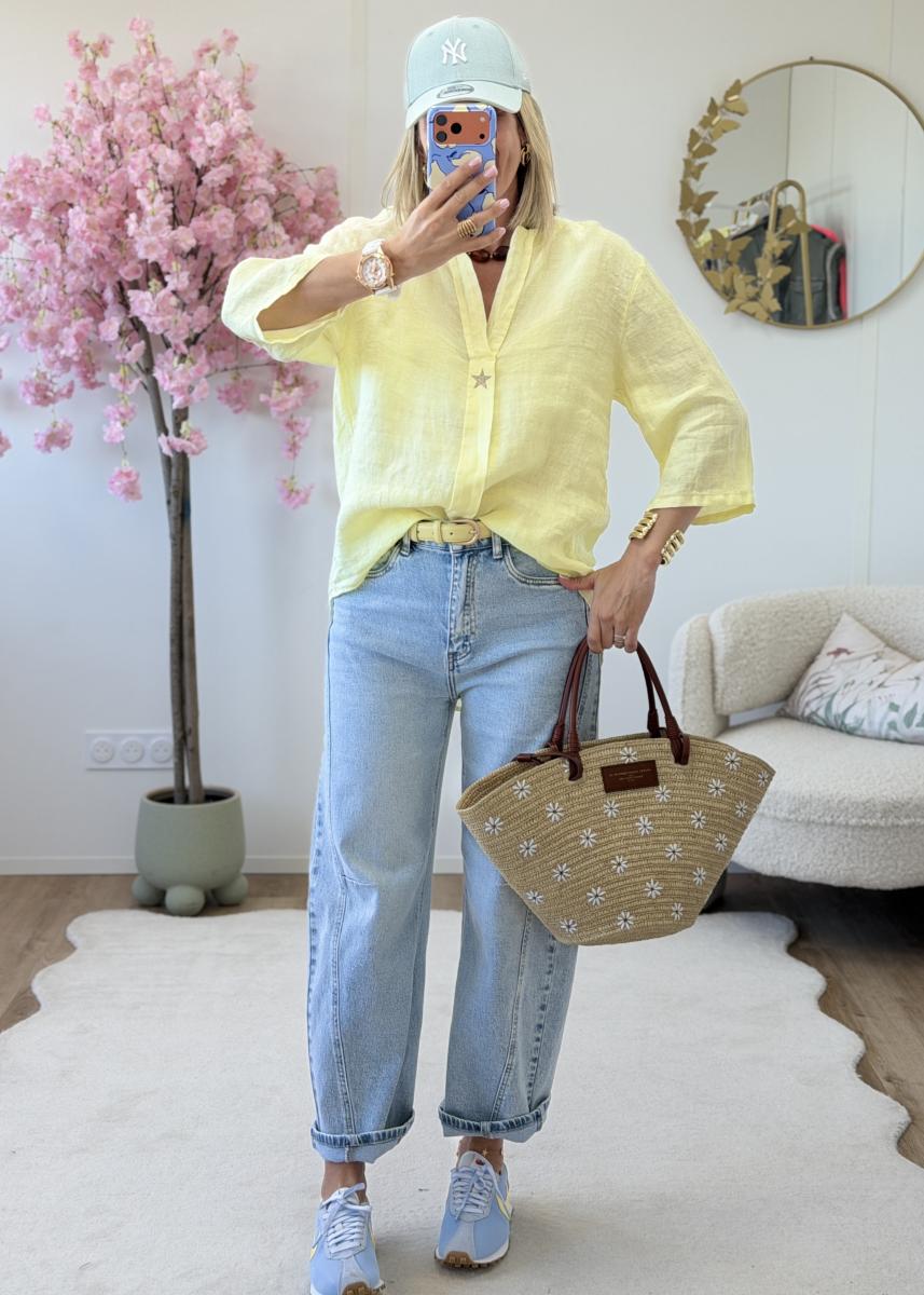 Blouse en lin jaune