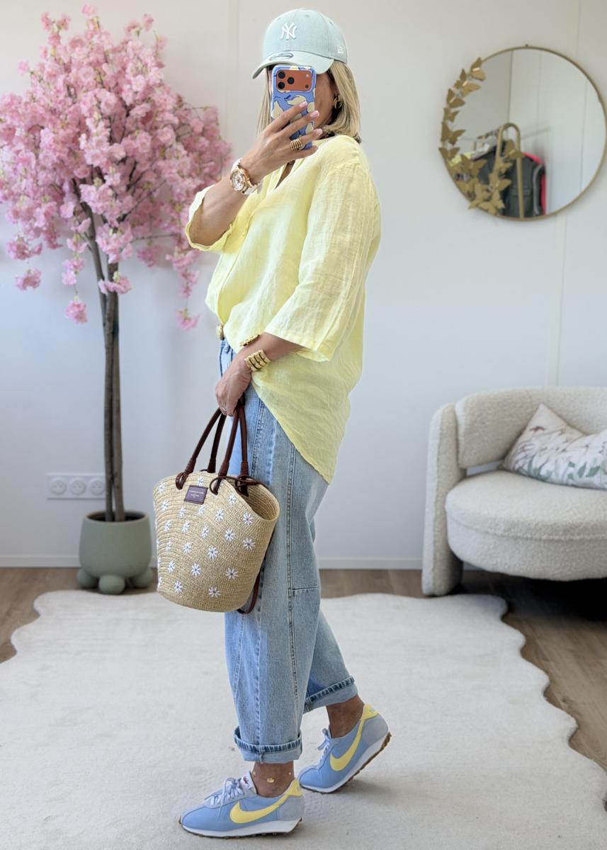 Blouse en lin jaune
