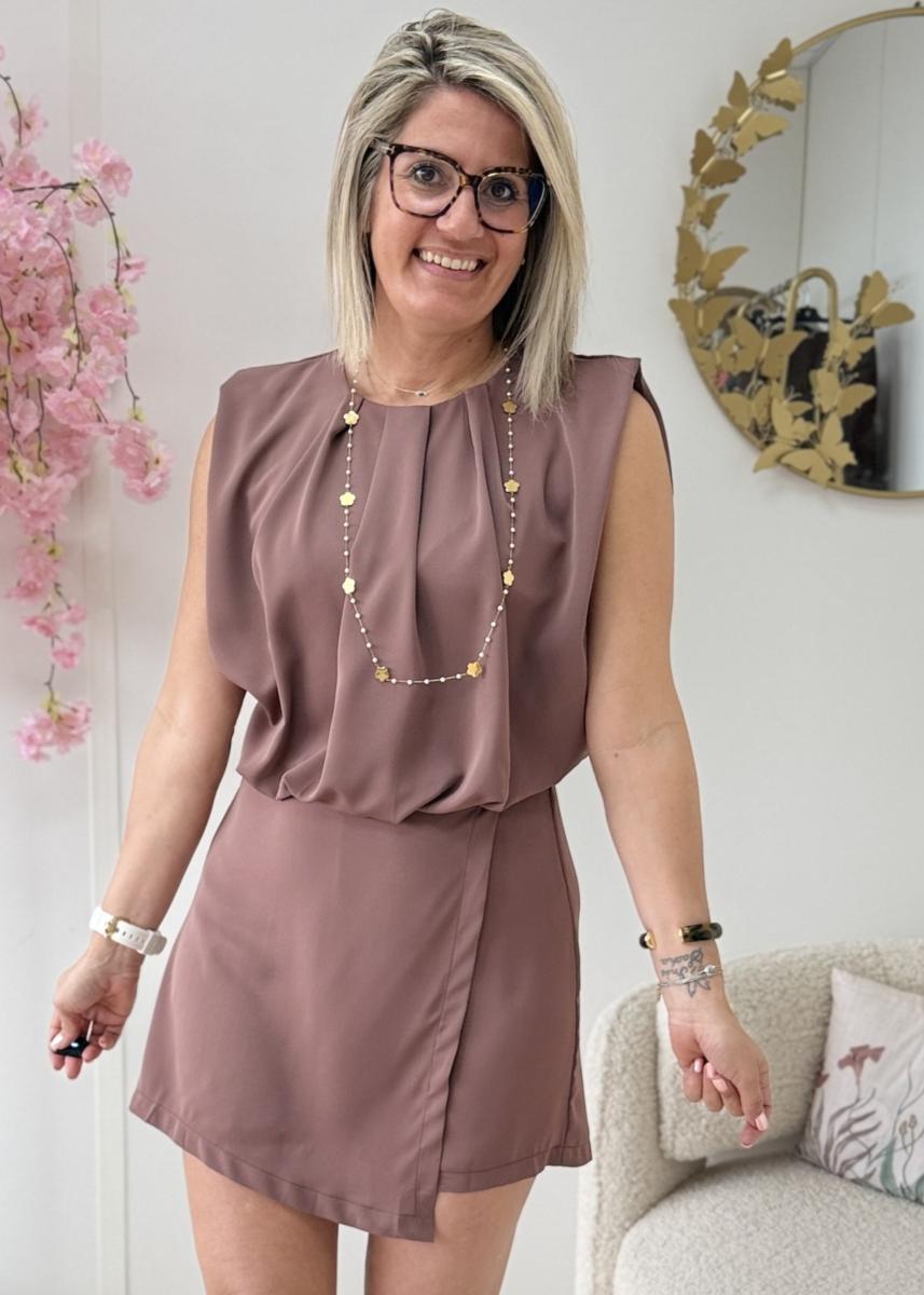 Combi short satinée choco