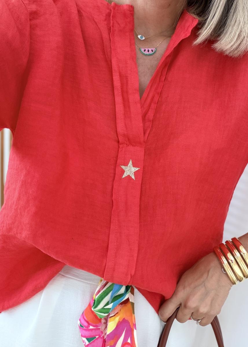 Blouse en lin rouge