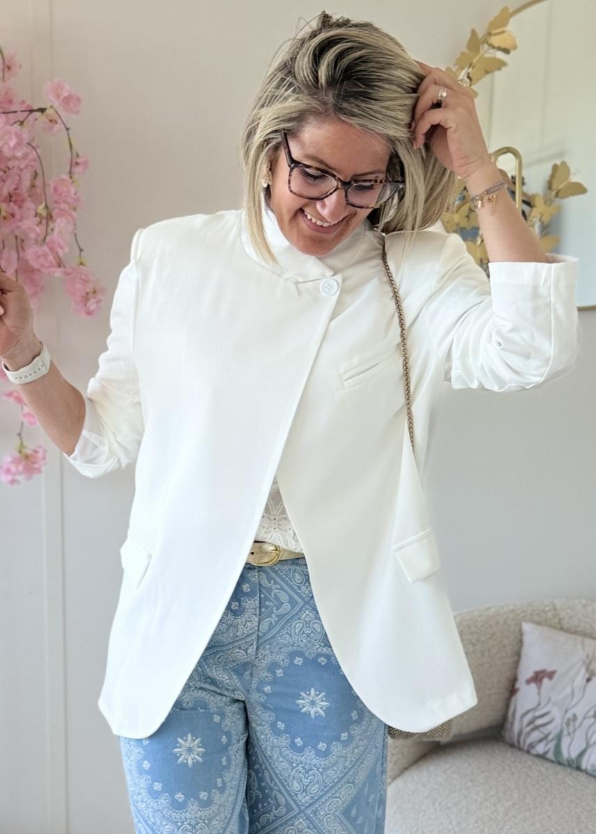 Blazer asymetrique blanc