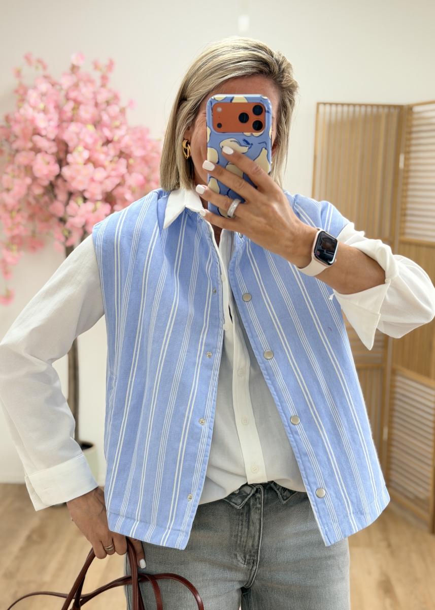 Veste sans manches en coton rayée (taille grand)
