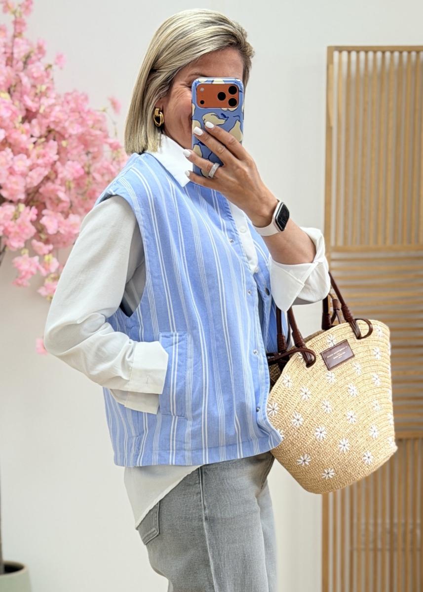 Veste sans manches en coton rayée (taille grand)