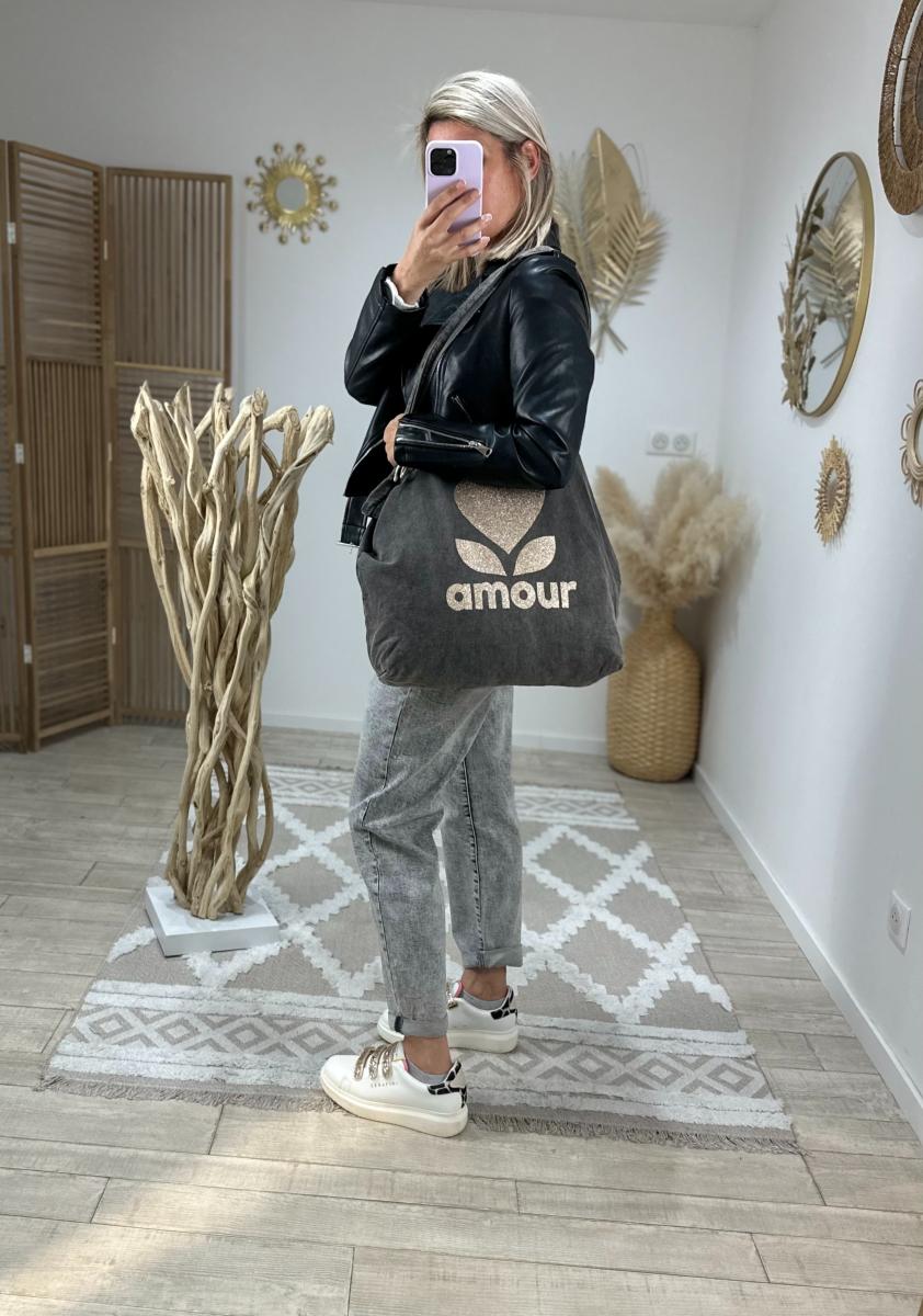 Sac Amour gris délavé