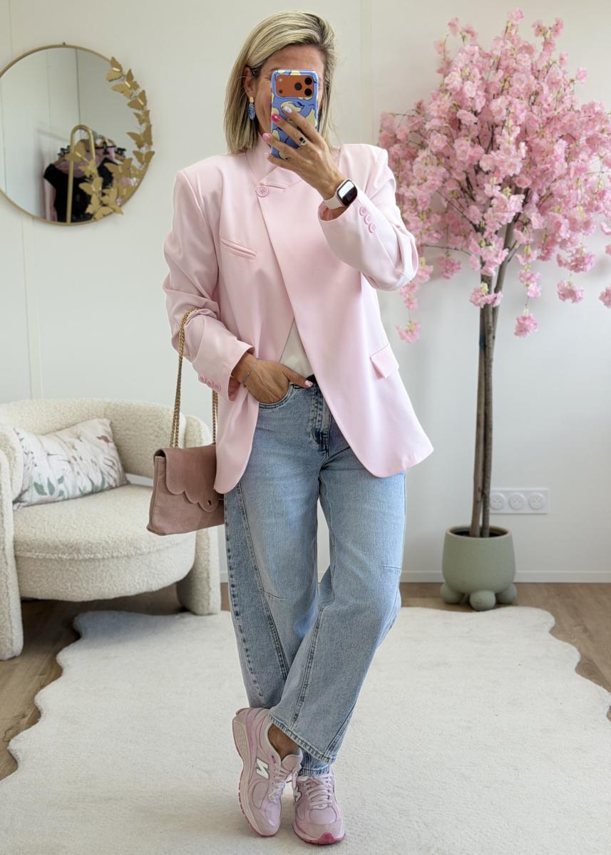 Blazer asymetrique rose