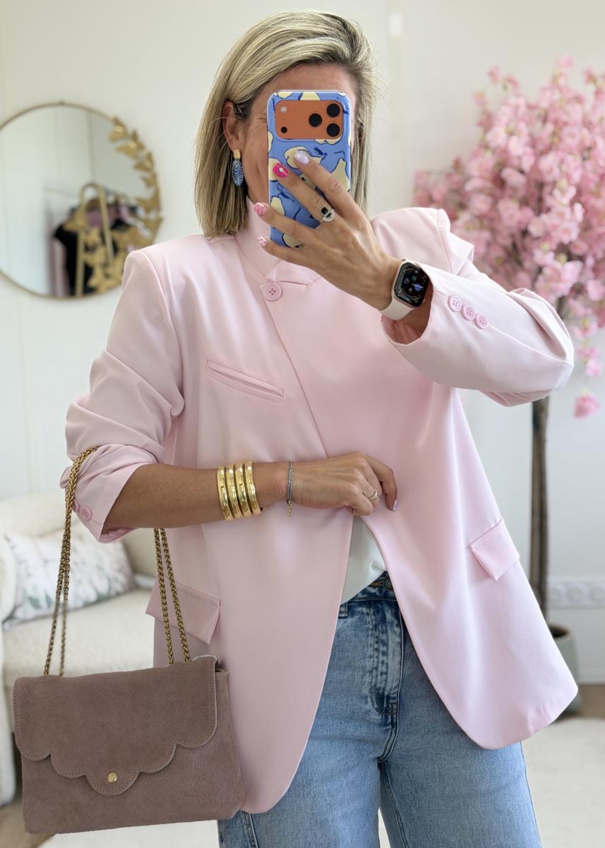 Blazer asymetrique rose