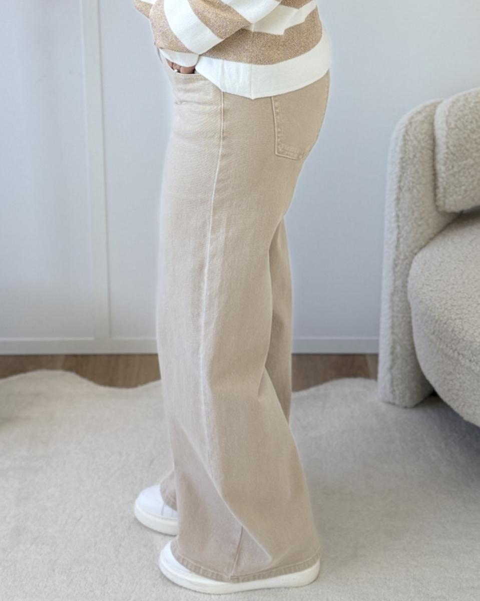 Jean wide leg beige
