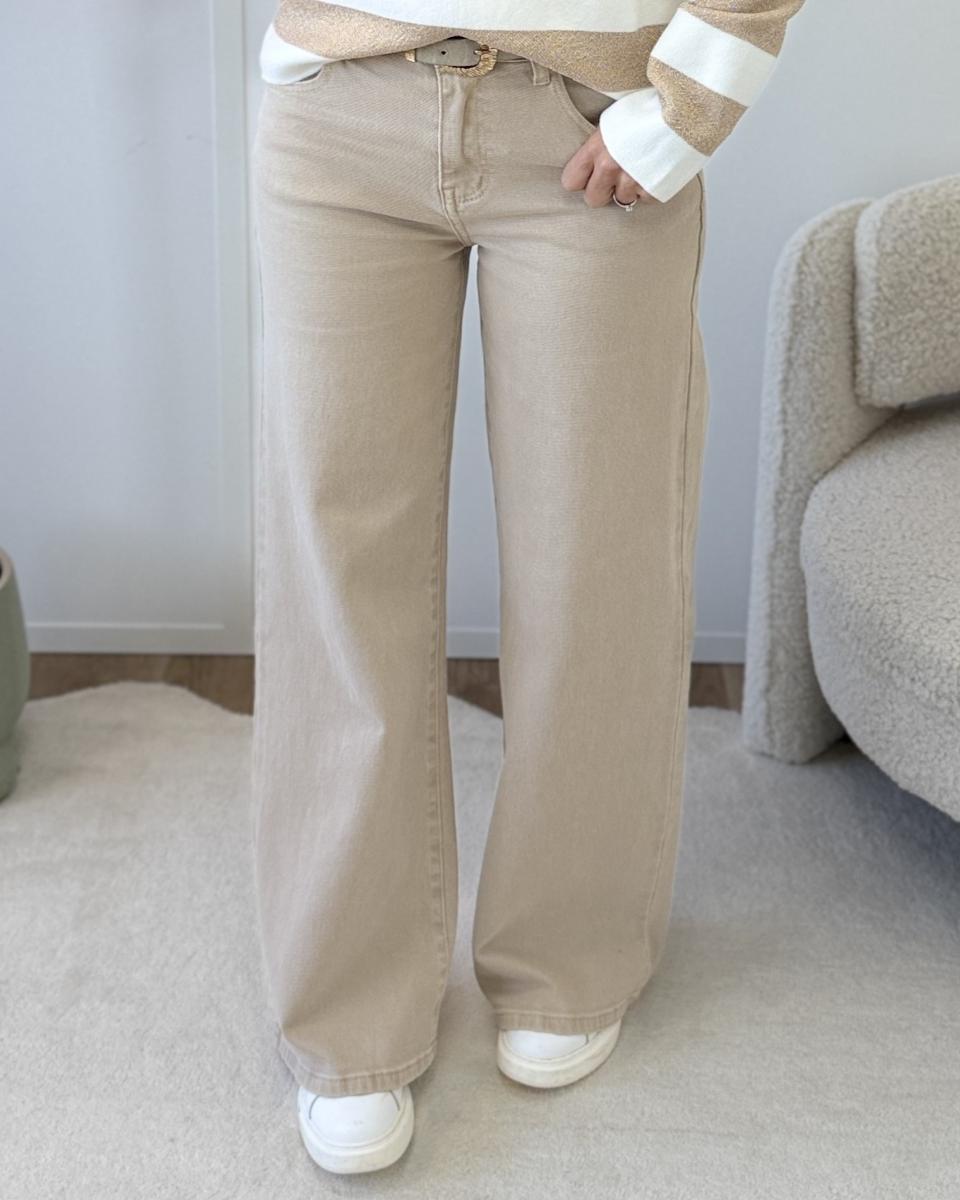 Jean wide leg beige