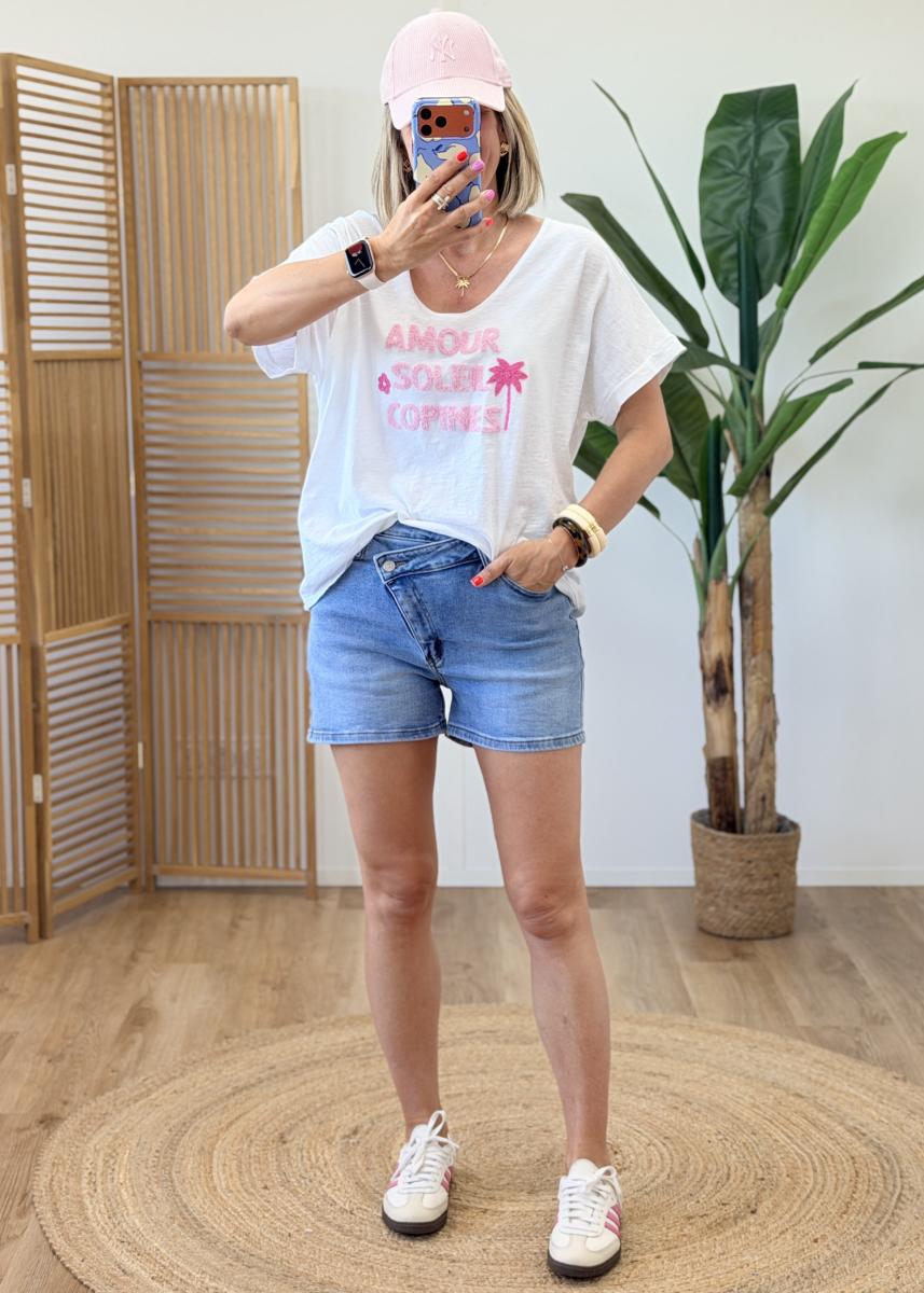 Tee shirt amour soleil rose