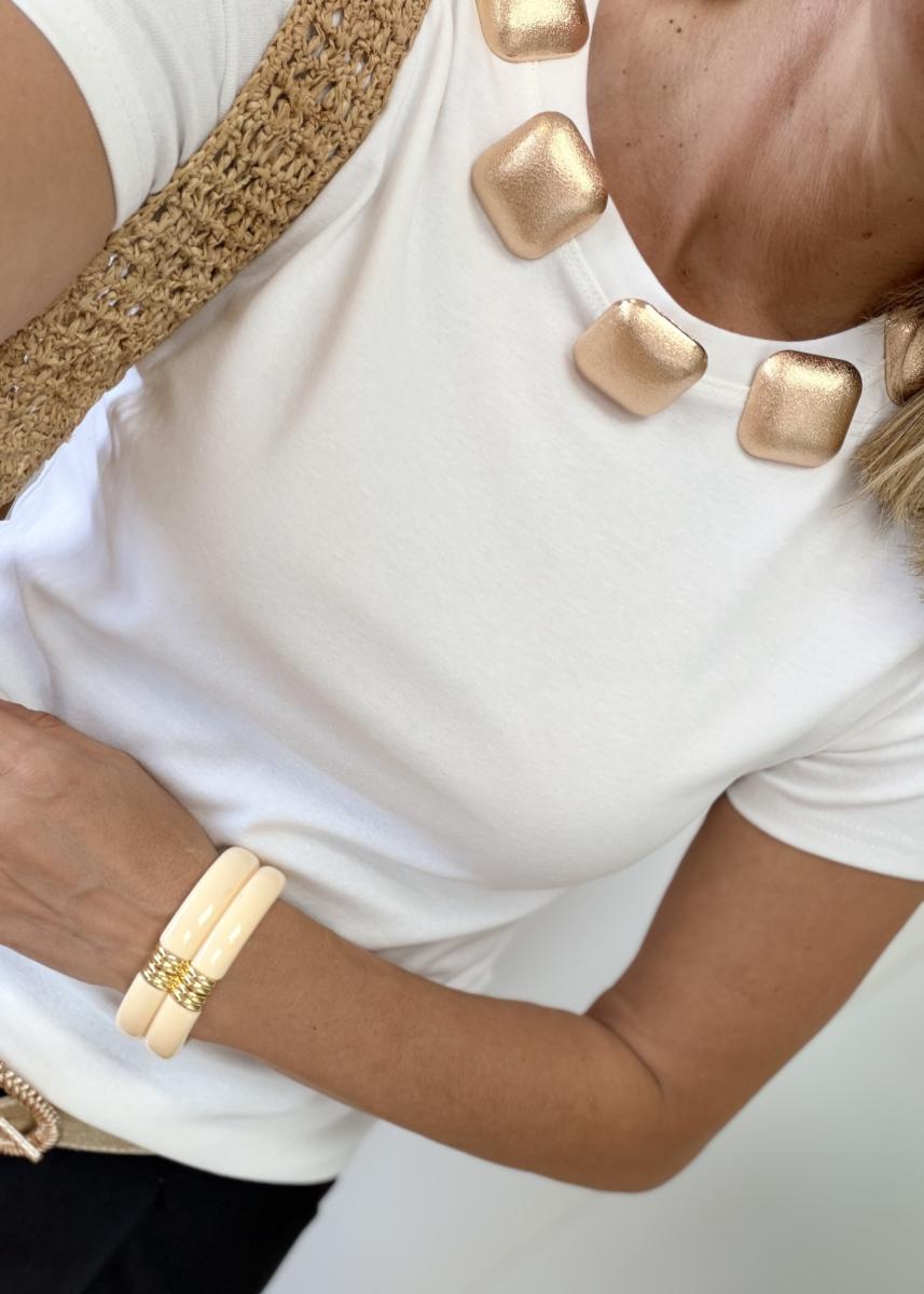 Tee shirt bijoux blanc