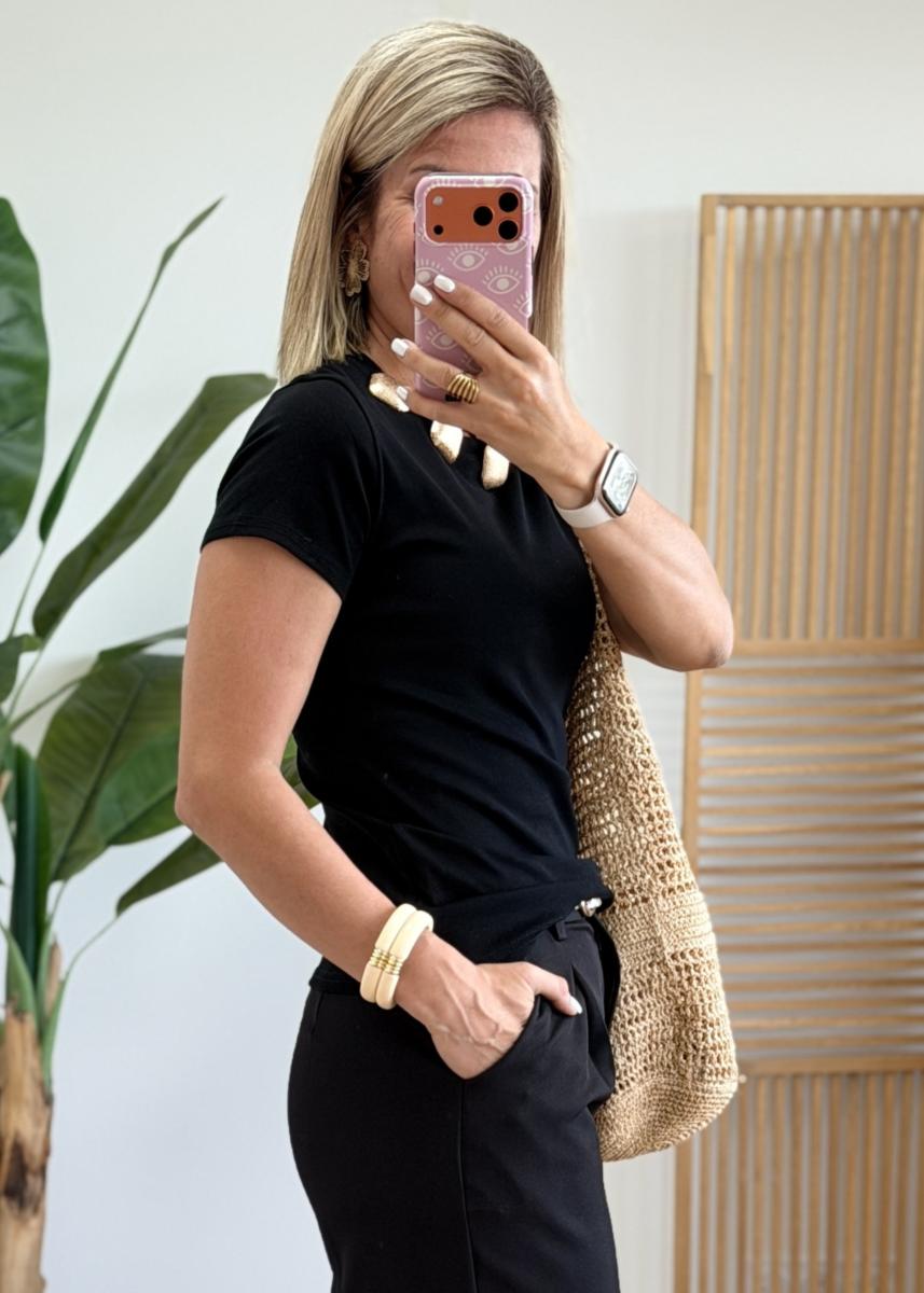 Tee shirt bijoux noir