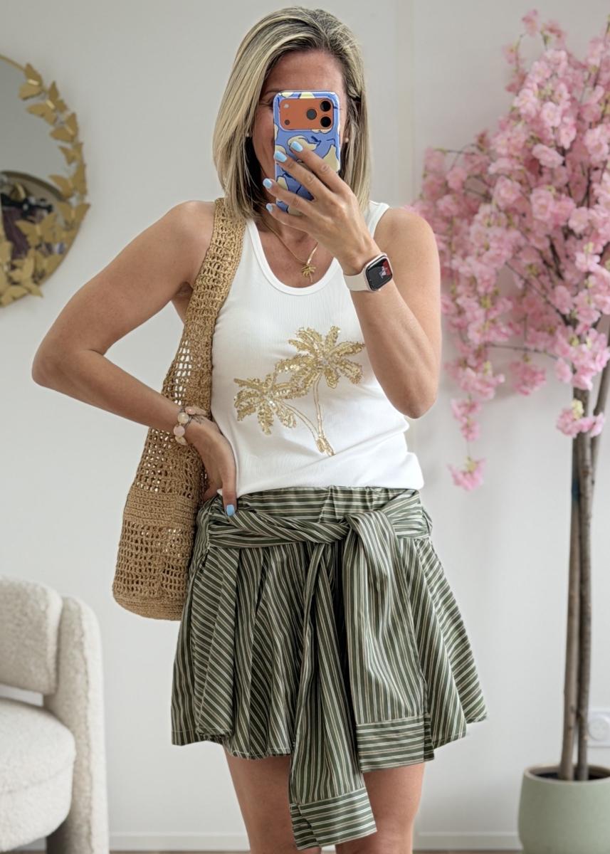 Short chemise kaki