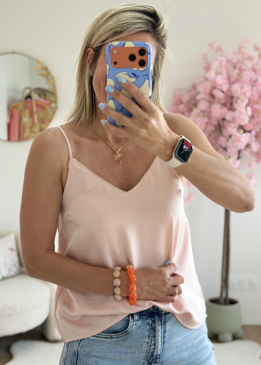 Top satiné rose