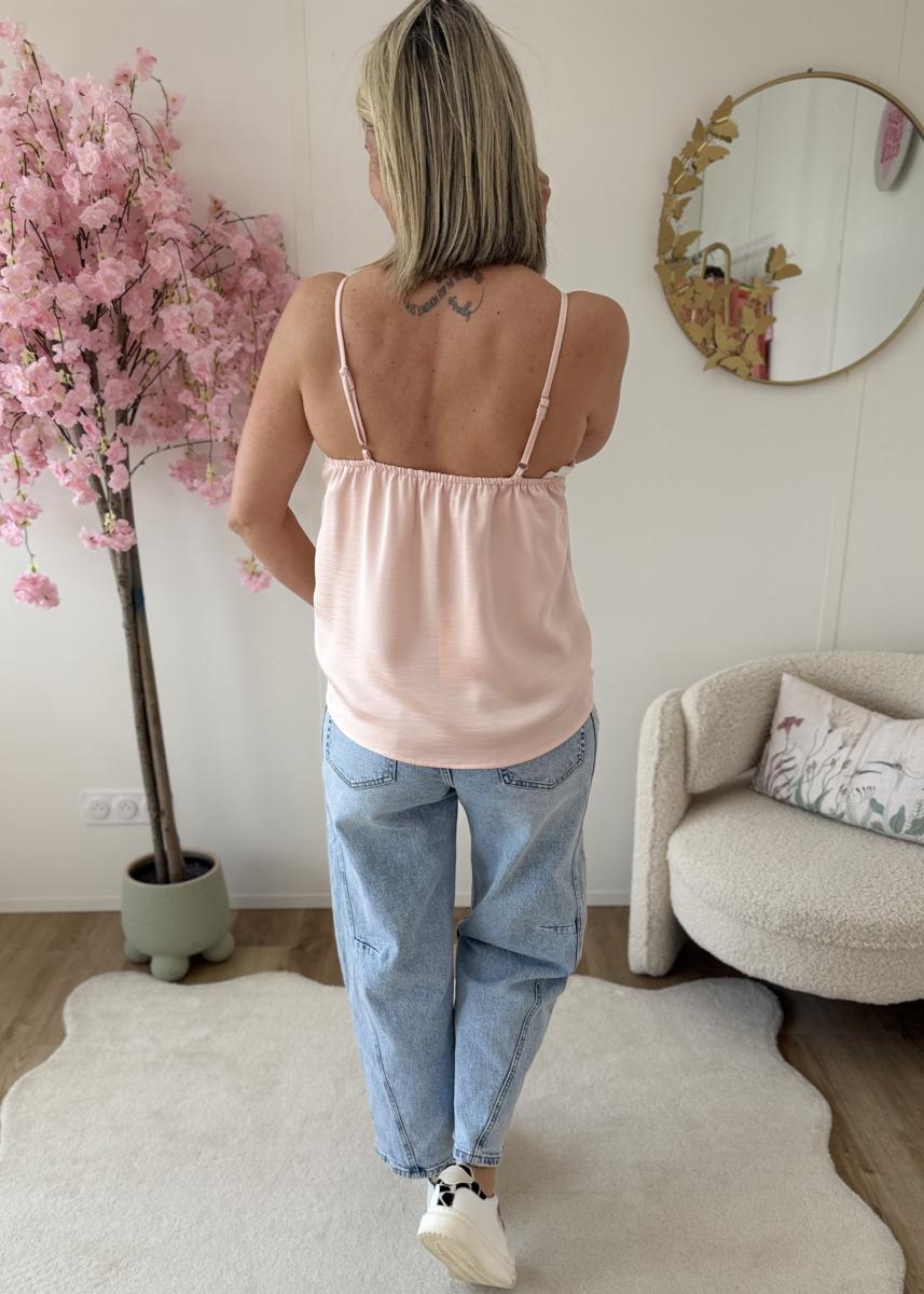 Top satiné rose