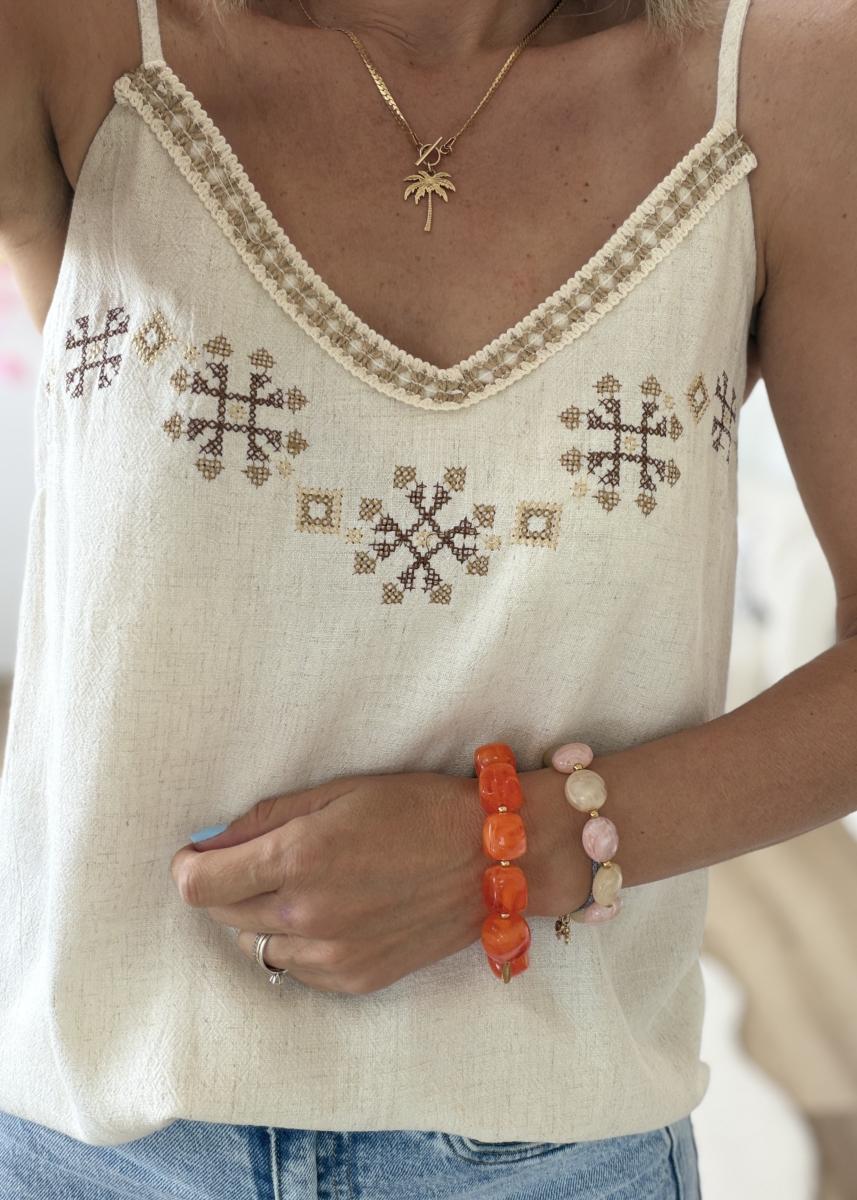Top en lin beige