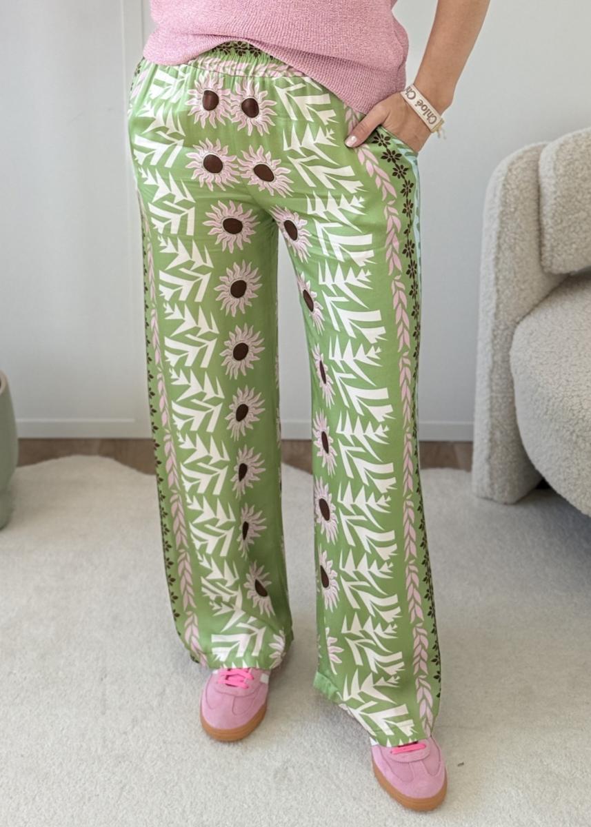 Pantalon en soie vert