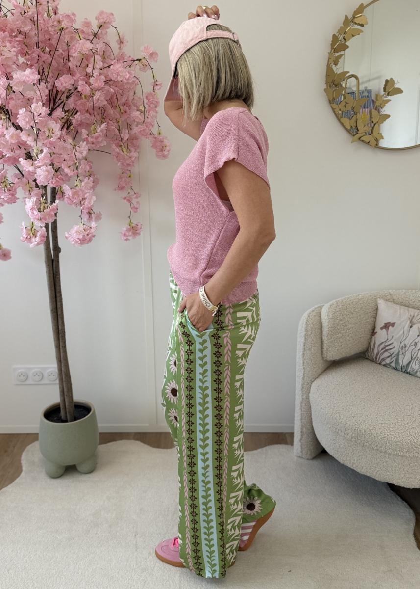 Pantalon en soie vert