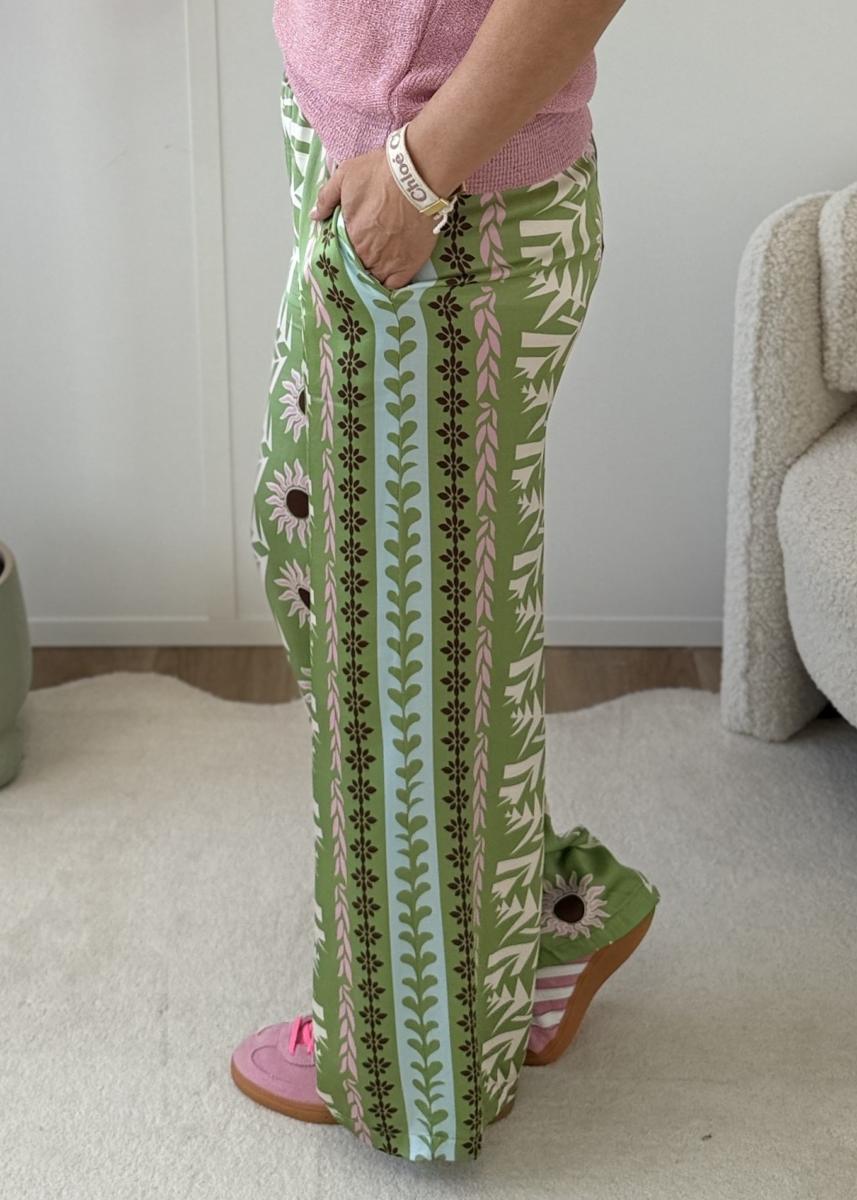 Pantalon en soie vert