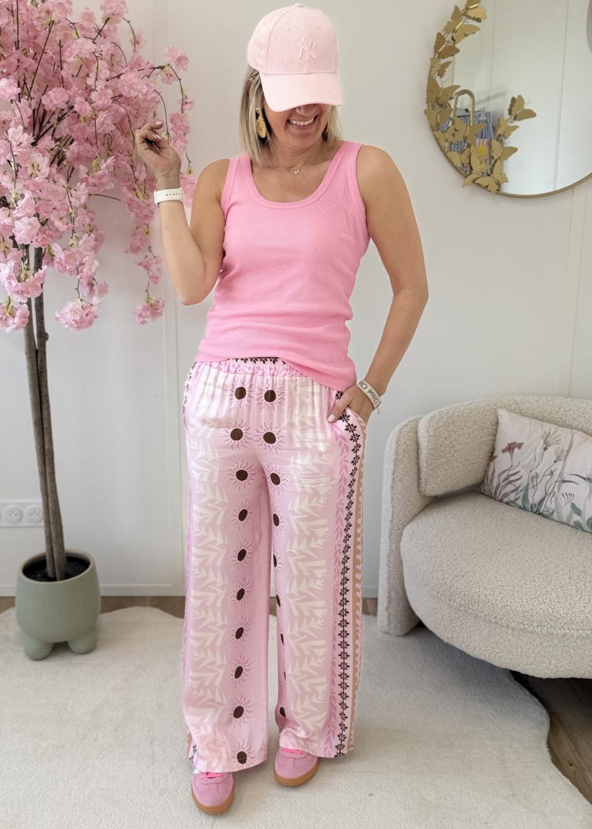 Pantalon en soie rose