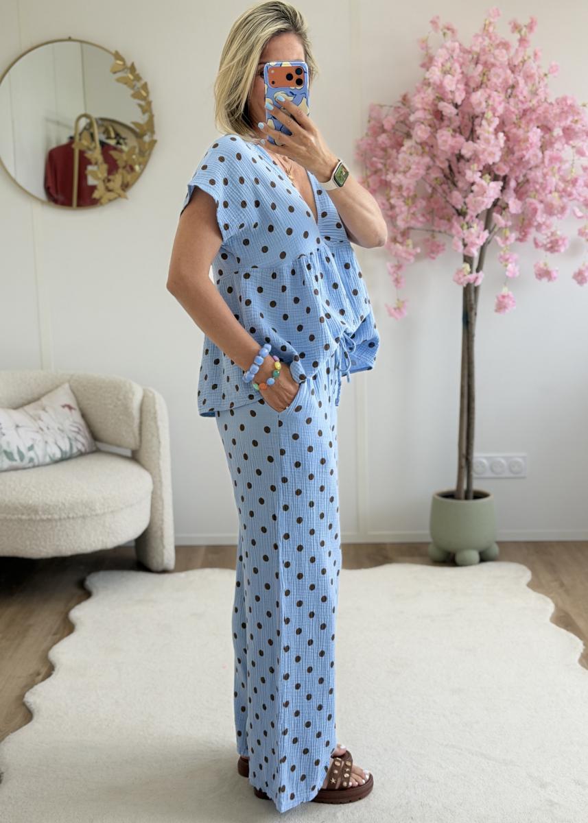 Blouse Leonidas bleu