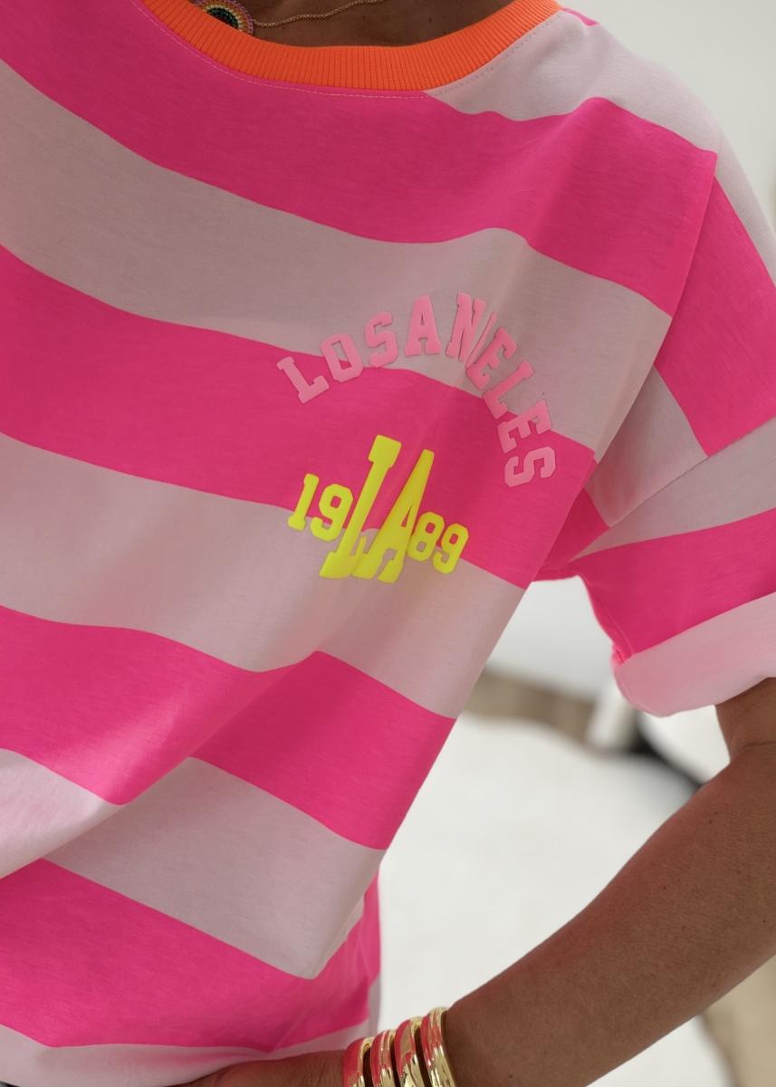 Tee shirt LA rose fluo