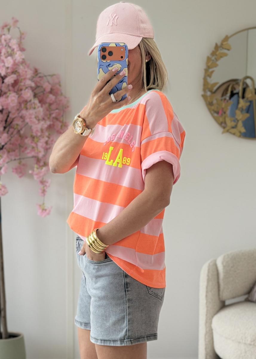 Tee shirt LA orange fluo