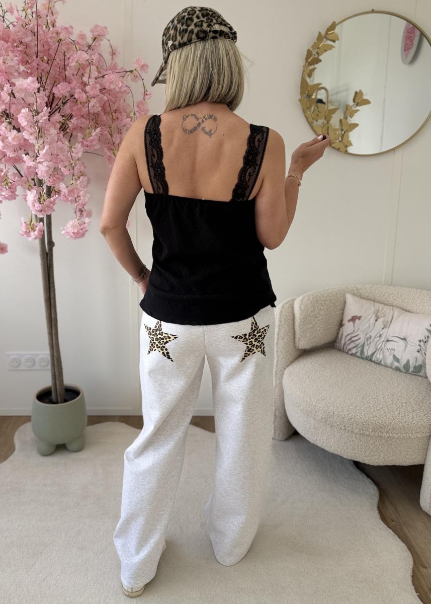 Top en gaze de coton noir