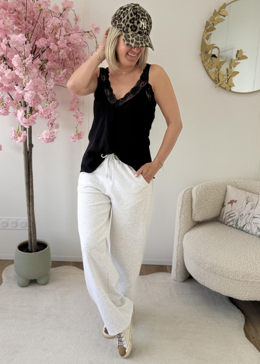 Top en gaze de coton noir