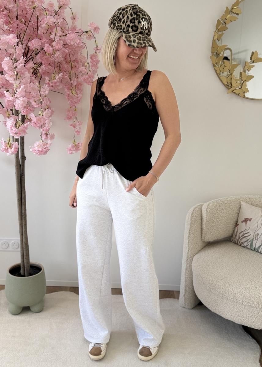 Top en gaze de coton noir