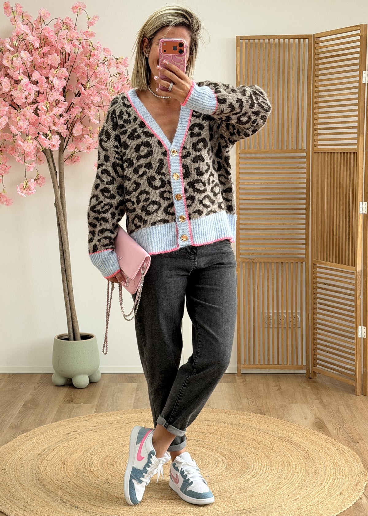 Gilet leo bleu rose