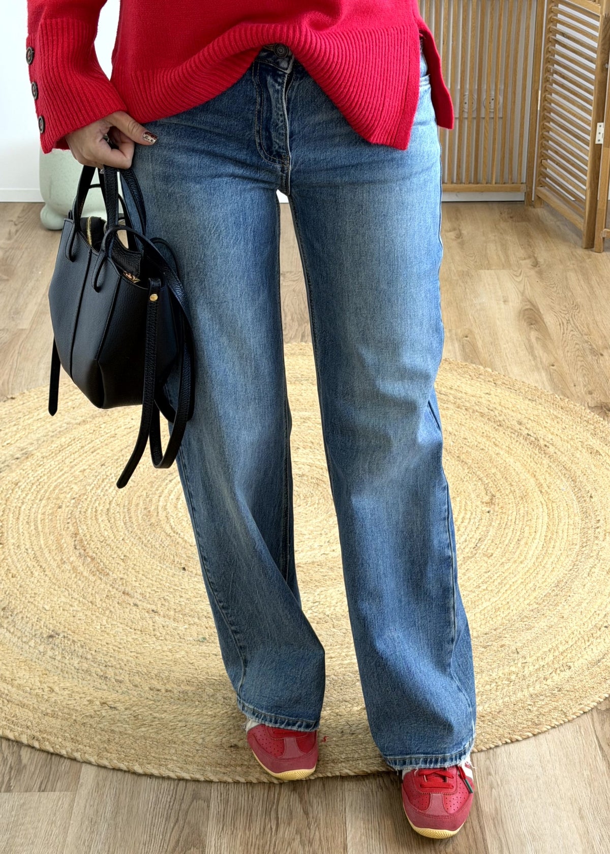 Jean straight taille mi-haute