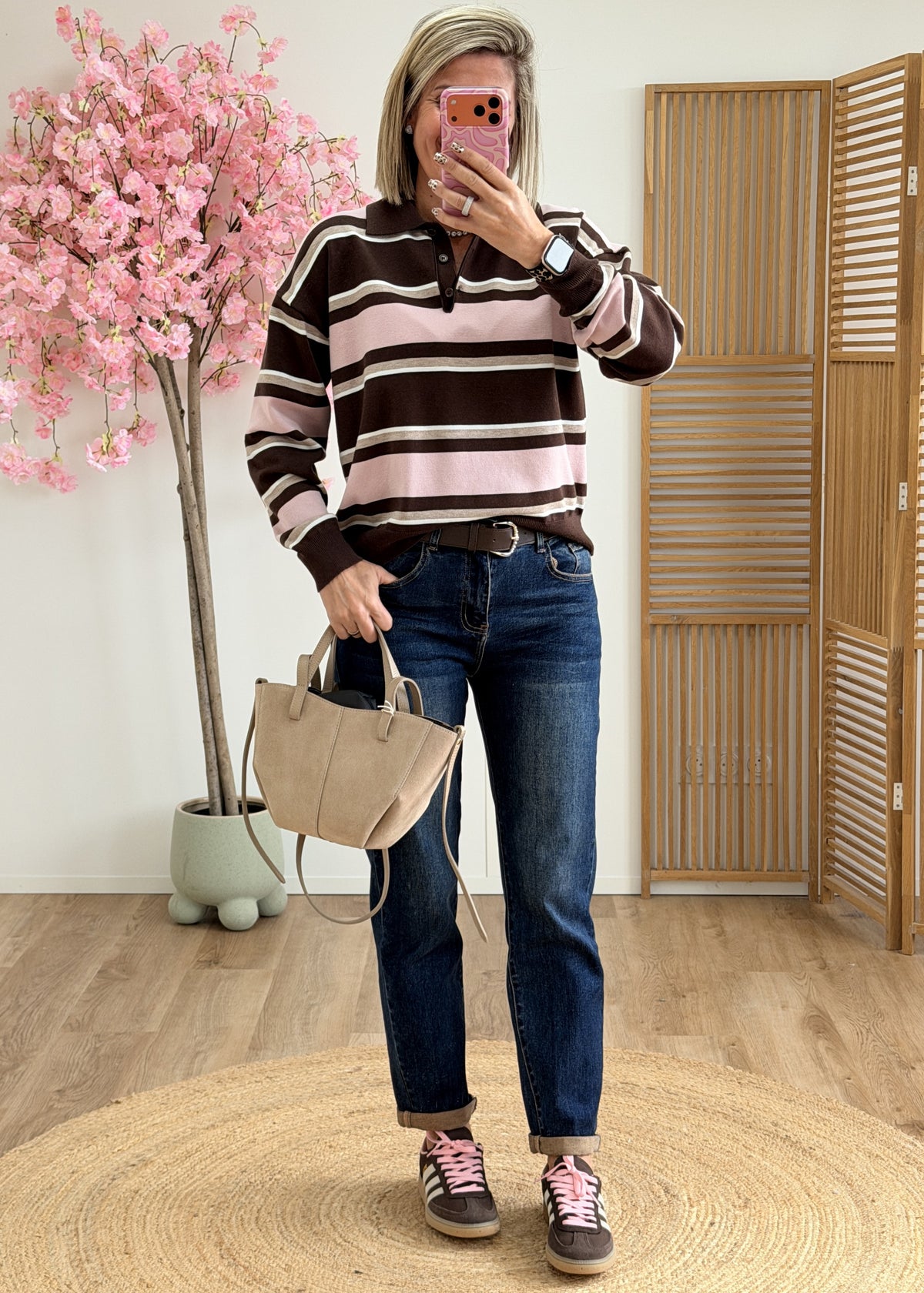Pull col polo choco rose