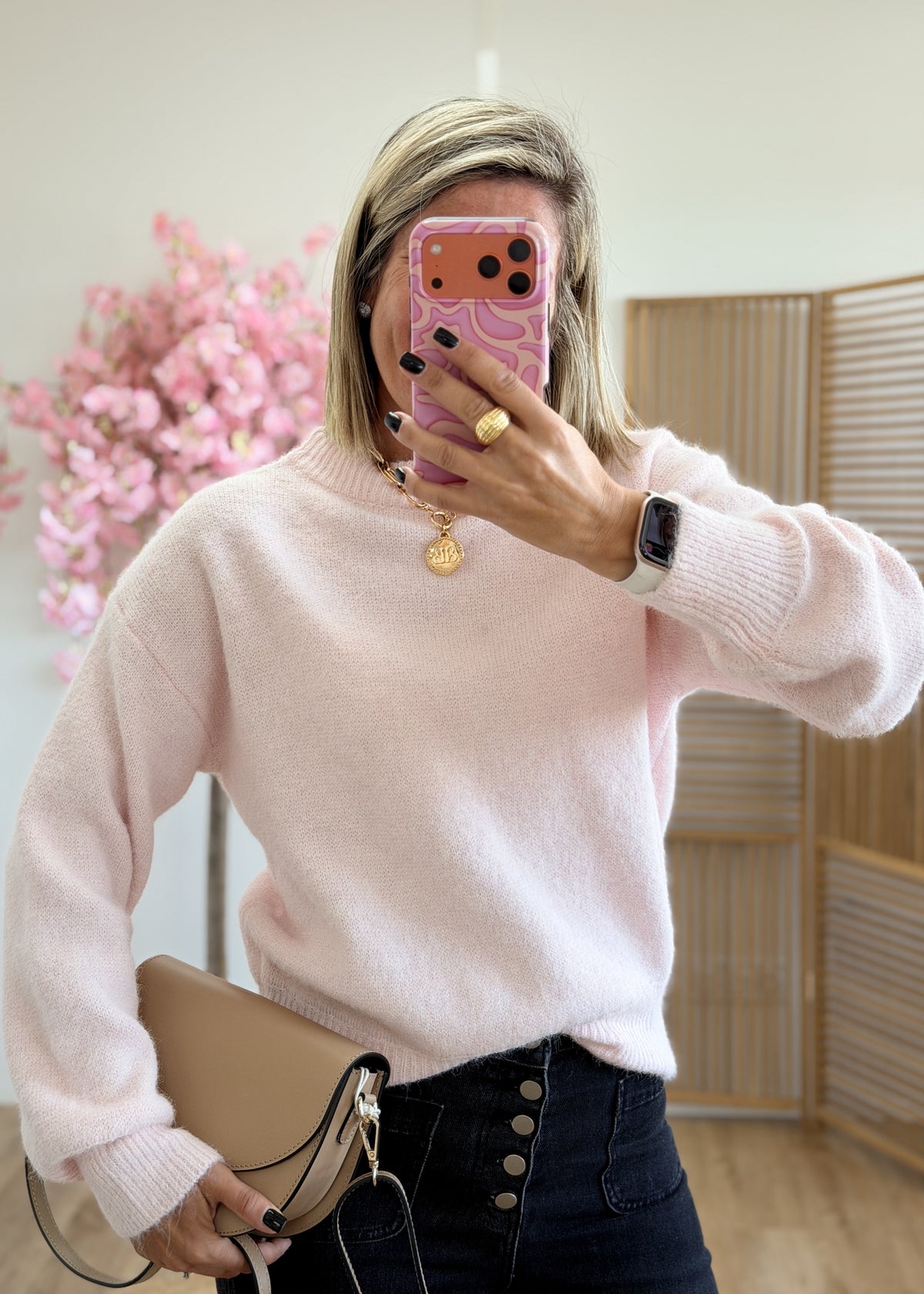 Pull en maille rose