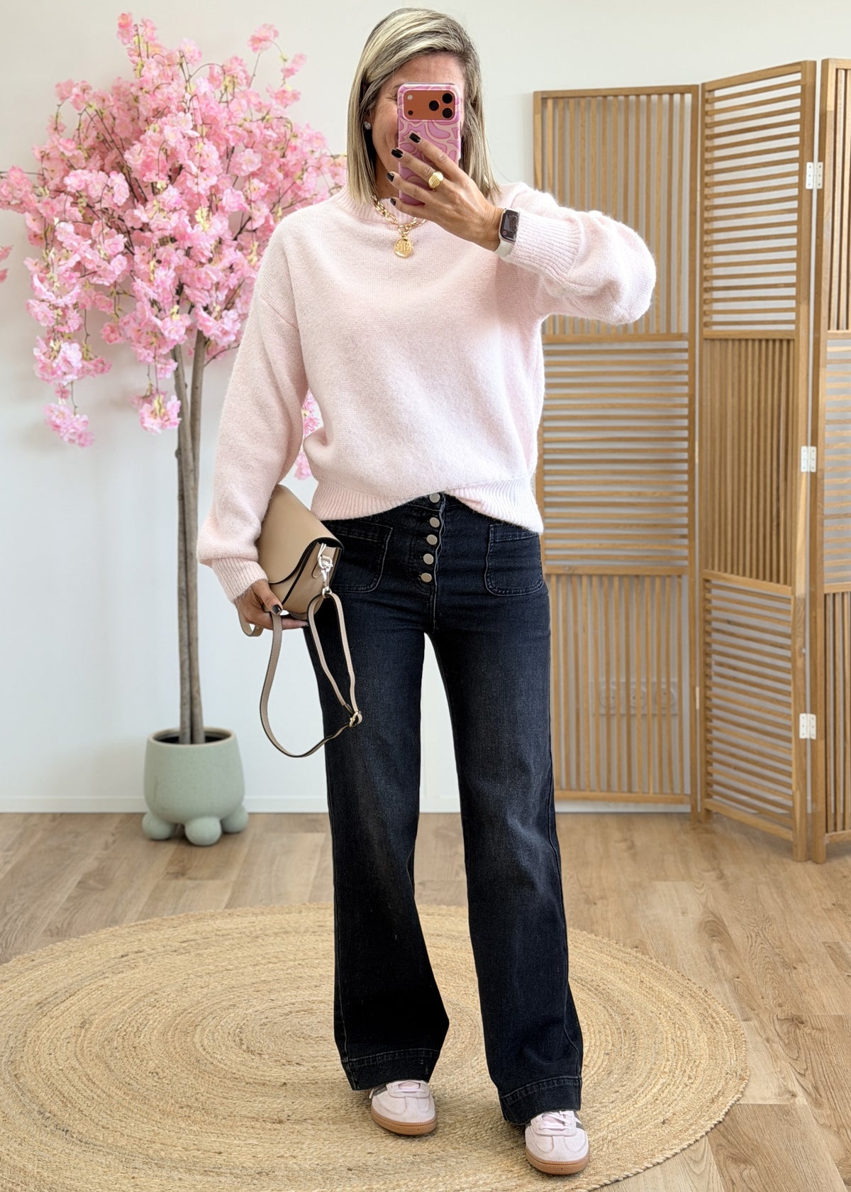 Pull en maille rose
