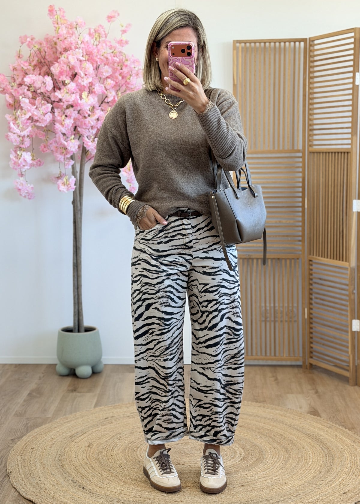 Pantalon Barrel Zébré
