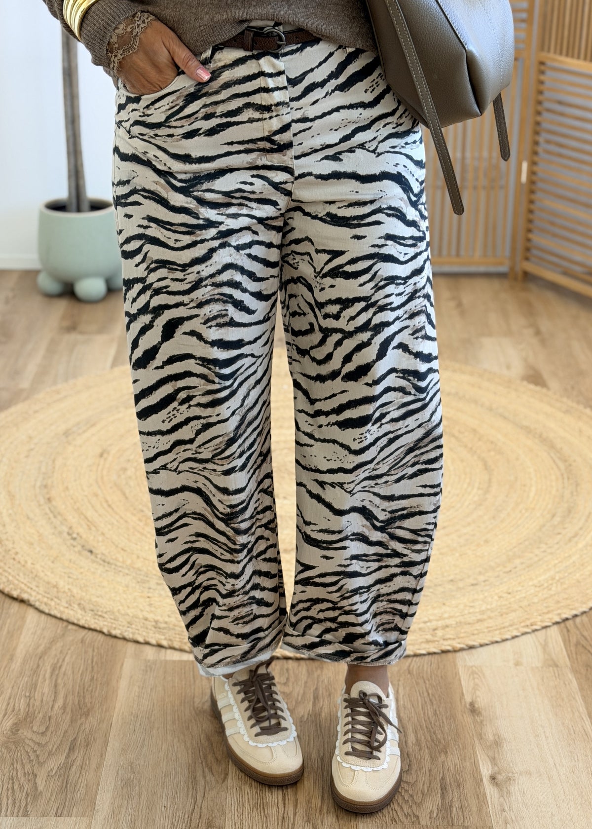 Pantalon Barrel Zébré