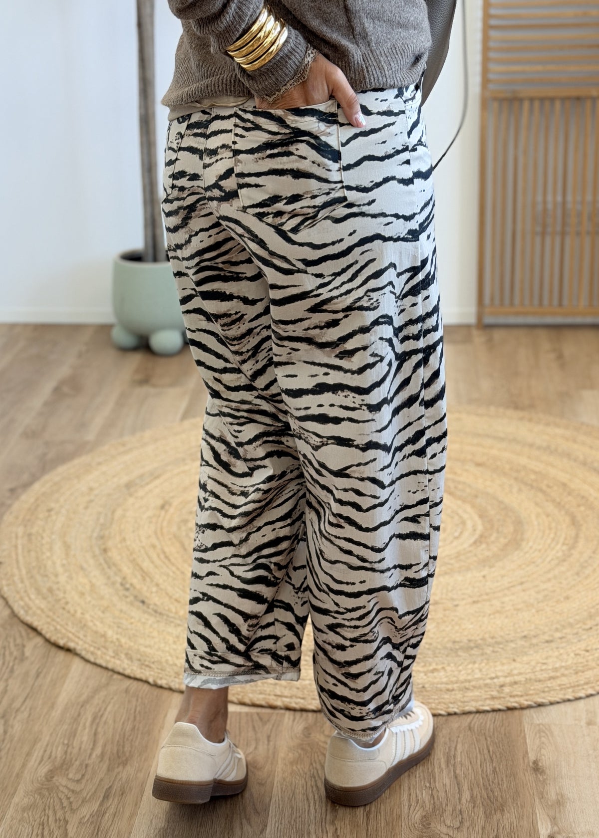Pantalon Barrel Zébré