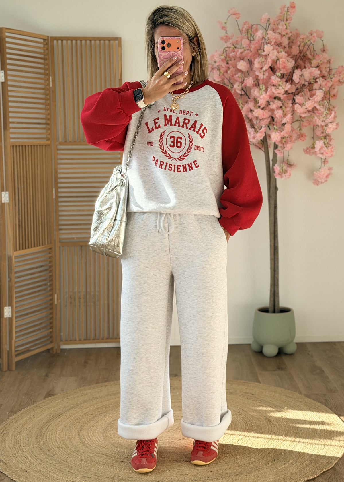 Jogging molletonné gris – Taille unique jusqu’au 42