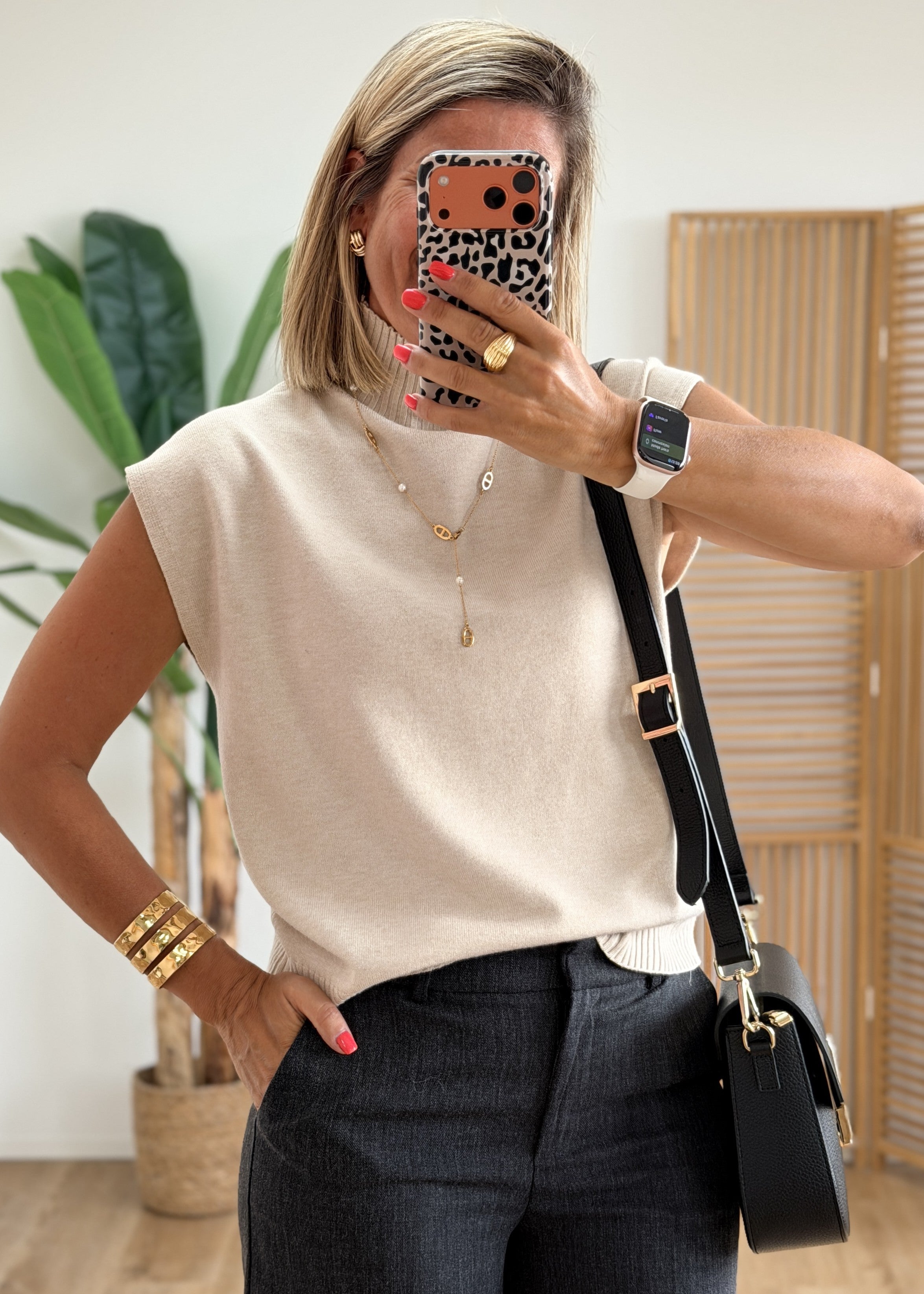 Pull Col Roulé Sans Manches
