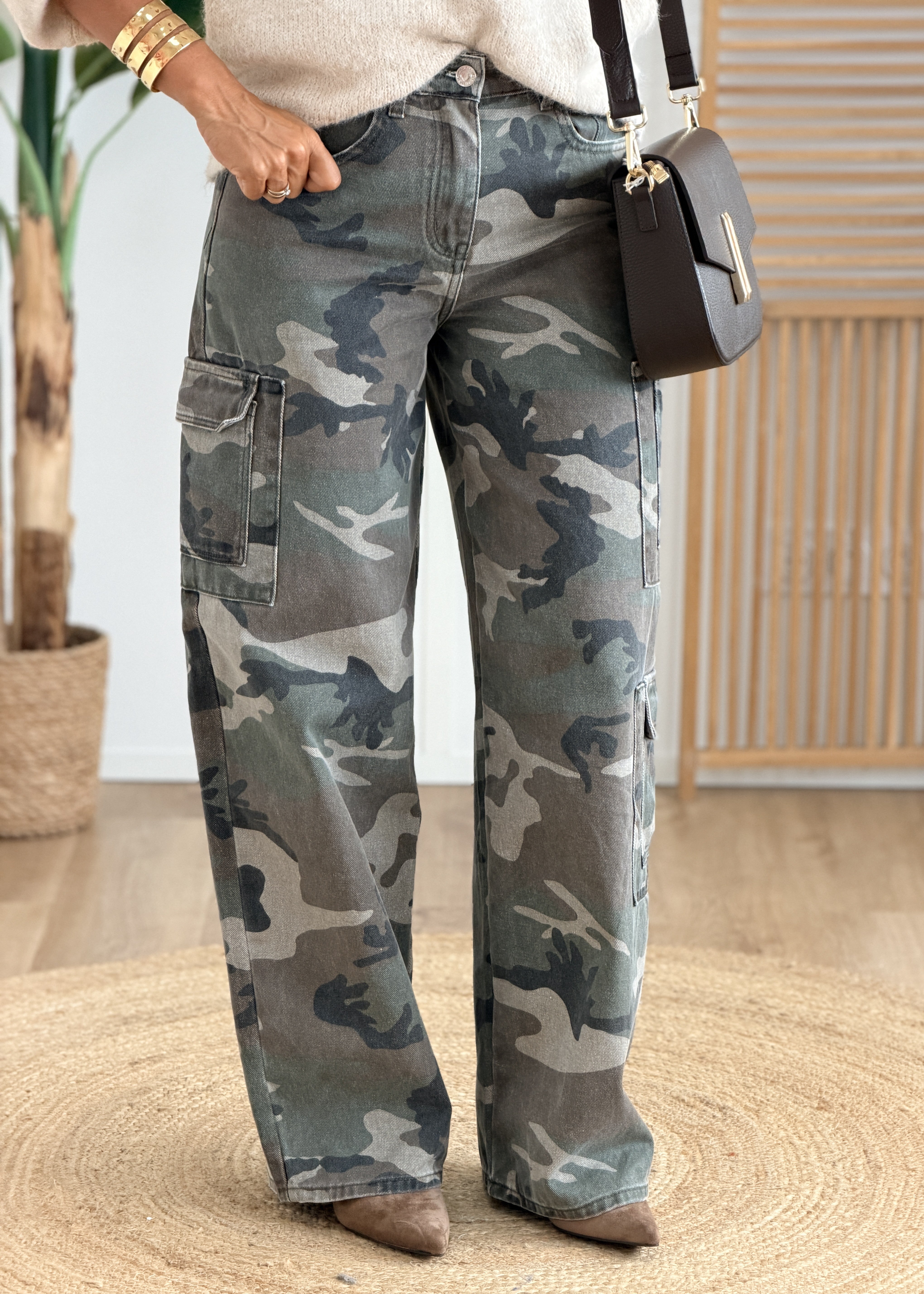 Jean Style Militaire Taille Haute