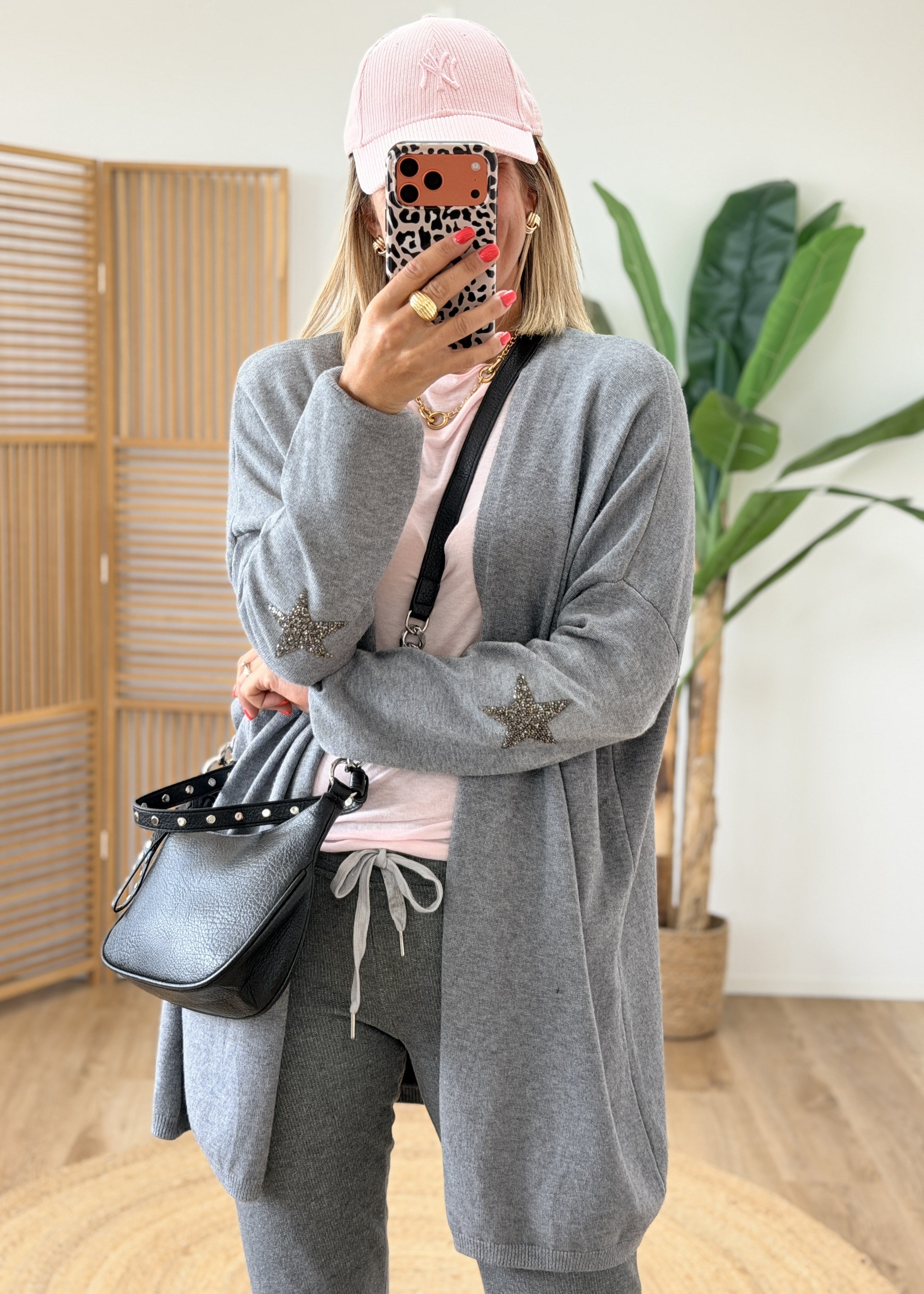 Gilet Oversize Étoiles Strass sur les Coudes - Made in Italy