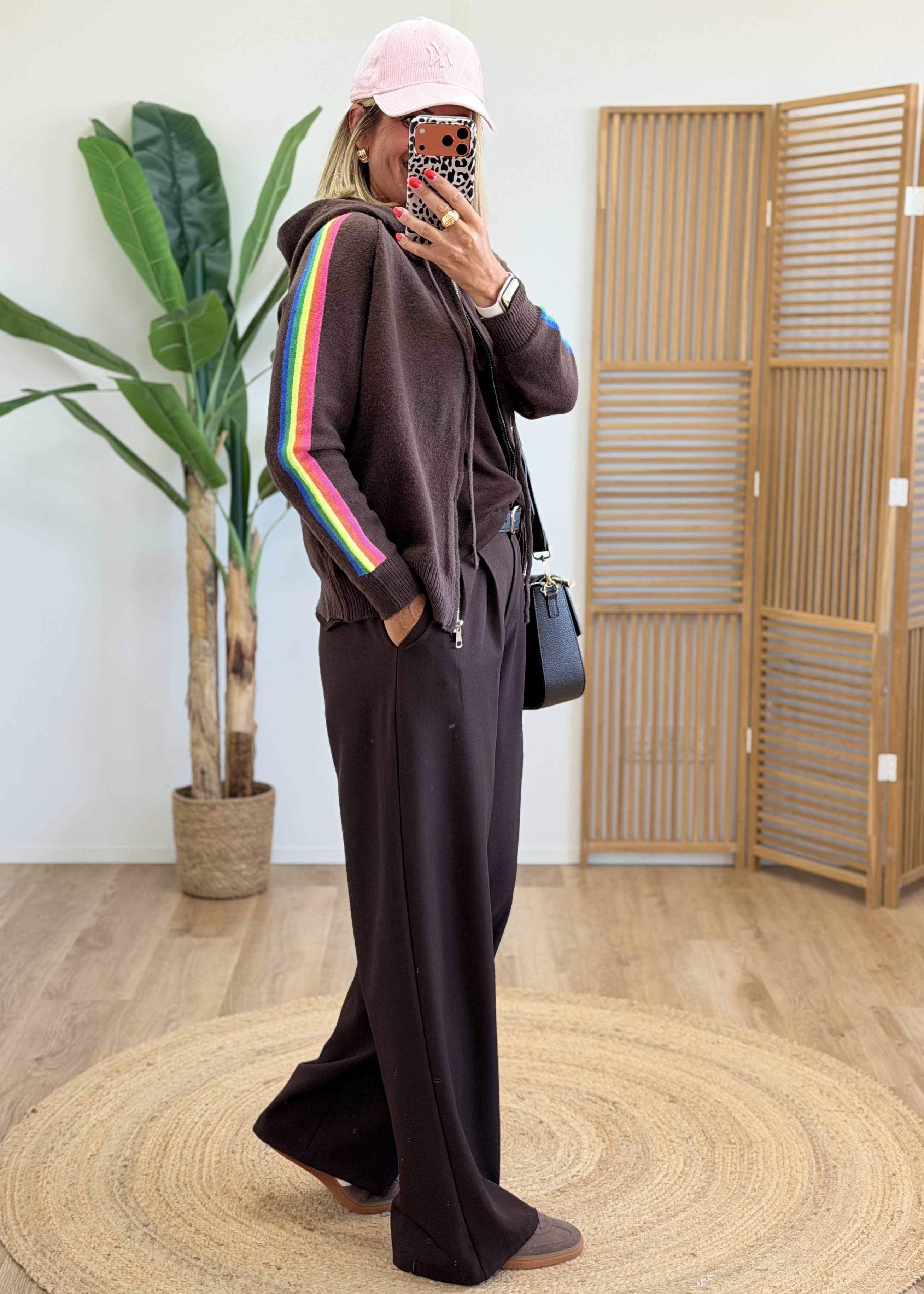 Pantalon Ceinturé Taille Haute et Semi Élastique