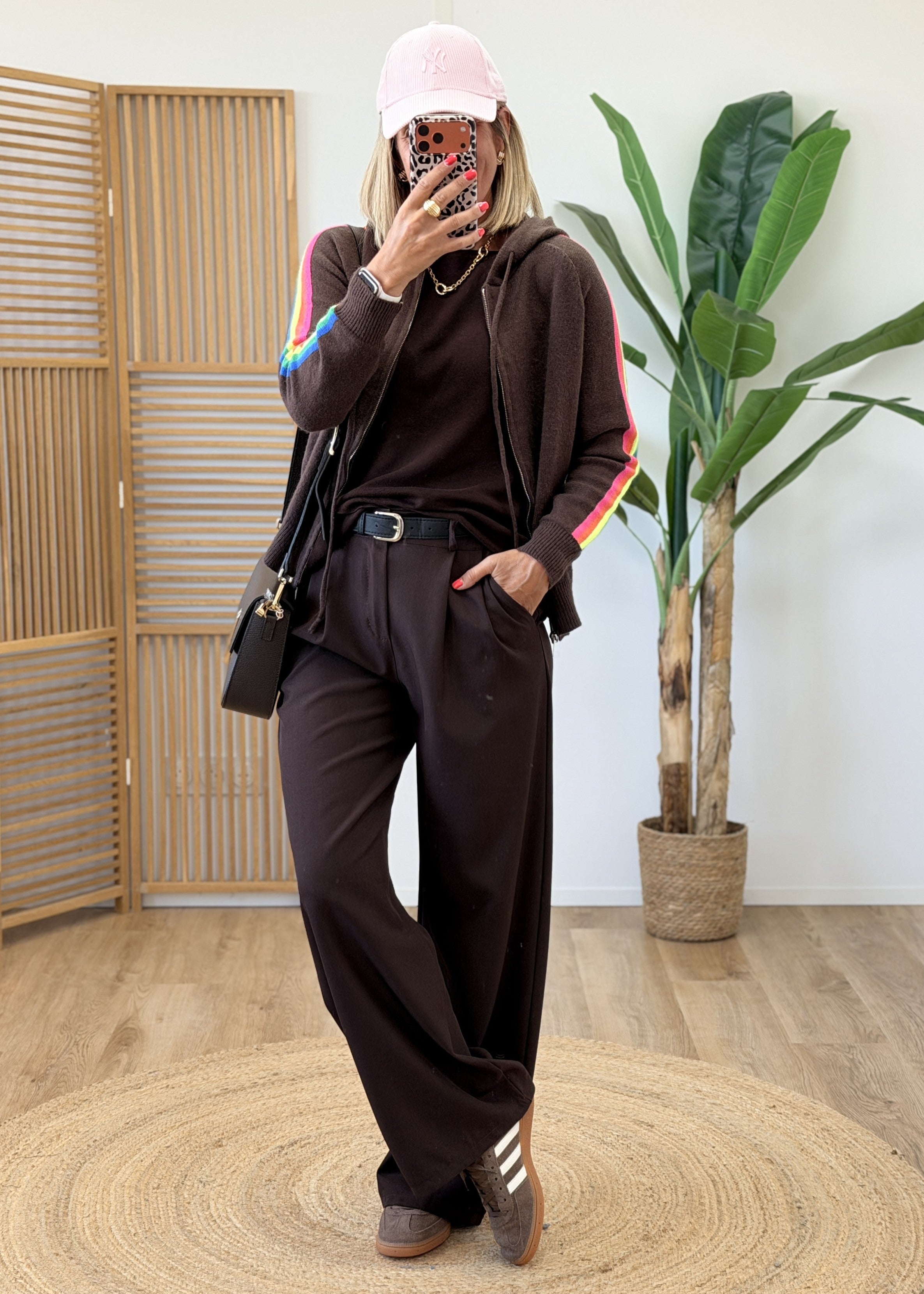 Pantalon Ceinturé Taille Haute et Semi Élastique