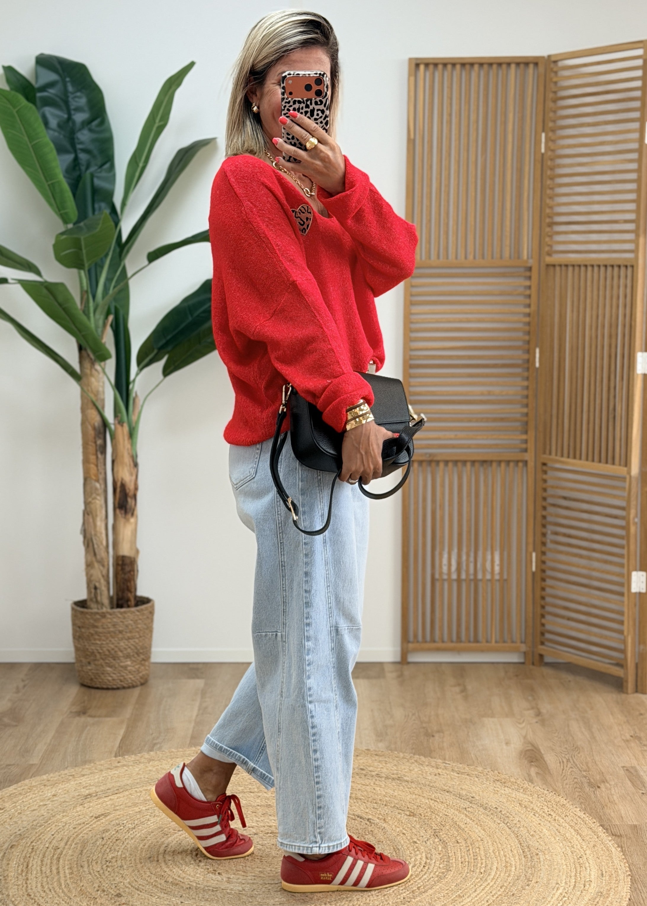 Pull Très Doux avec Cœur Léopard