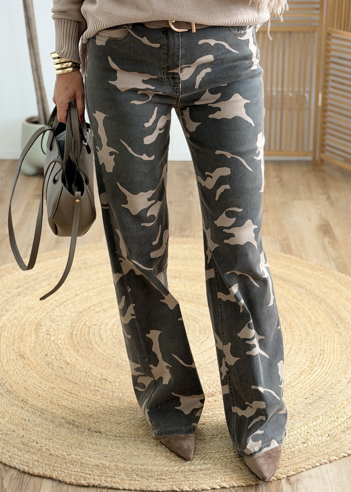 Jean Wide Leg Camouflage