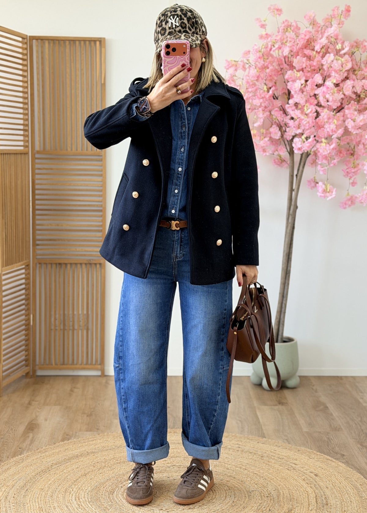 Manteau esprit caban à boutons dorés